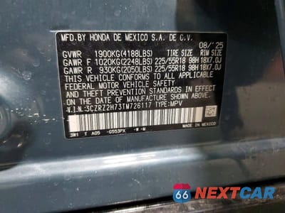 Zdjęcie 13 z 13 samochodu: 2026 HONDA HR-V EXL VIN:3CZRZ2H73TM726117 - miniatura