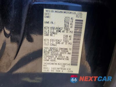 Zdjęcie 14 z 14 samochodu: 2011 NISSAN PATHFINDER S VIN:5N1AR1NB7BC613854 - miniatura