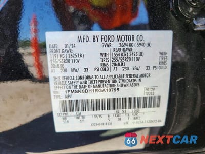 Zdjęcie 13 z 13 samochodu: 2024 FORD EXPLORER XLT VIN:1FMSK8DH1RGA10795 - miniatura