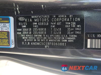 Zdjęcie 13 z 13 samochodu: 2015 KIA SEDONA SX VIN:KNDMC5C18F6063881 - miniatura