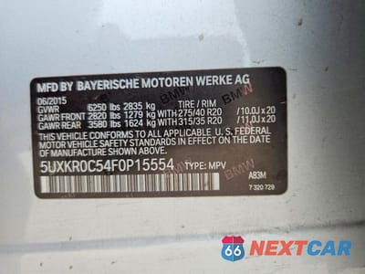 Zdjęcie 12 z 12 samochodu: 2015 BMW X5 XDRIVE35I VIN:5UXKR0C54F0P15554 - miniatura