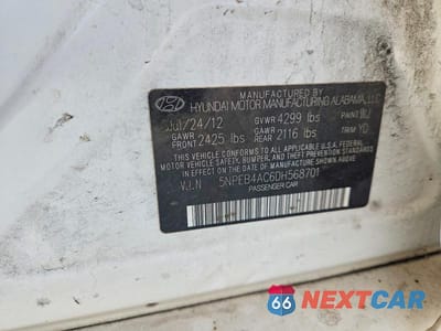 Zdjęcie 12 z 12 samochodu: 2013 HYUNDAI SONATA GLS VIN:5NPEB4AC6DH568701 - miniatura