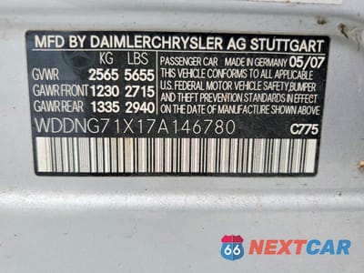 Zdjęcie 12 z 12 samochodu: 2007 MERCEDES-BENZ S 550 VIN:WDDNG71X17A146780 - miniatura