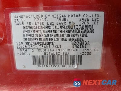Zdjęcie 12 z 12 samochodu: 2018 NISSAN VERSA SV VIN:3N1CN7AP2JL800437 - miniatura