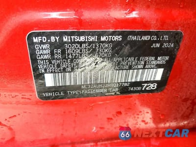 Zdjęcie 14 z 14 samochodu: 2024 MITSUBISHI MIRAGE ES VIN:ML32AUHJ2RH017782 - miniatura