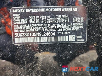 Zdjęcie 12 z 12 samochodu: 2022 BMW X4 XDRIVE30I VIN:5UX33DT05N9L24604 - miniatura