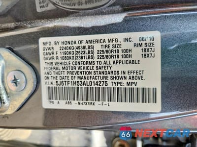 Zdjęcie 13 z 13 samochodu: 2010 HONDA ACCORD CROSSTOUR EXL VIN:5J6TF1H53AL014275 - miniatura