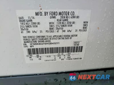 Zdjęcie 12 z 12 samochodu: 2017 FORD EXPLORER SPORT VIN:1FM5K8GT6HGB43211 - miniatura
