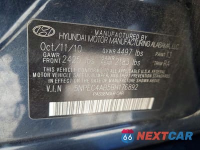Zdjęcie 12 z 12 samochodu: 2011 HYUNDAI SONATA SE 2.0T VIN:5NPEC4AB5BH176892 - miniatura