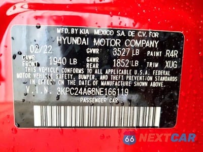 Zdjęcie 12 z 12 samochodu: 2022 HYUNDAI ACCENT SE VIN:3KPC24A68NE166119 - miniatura