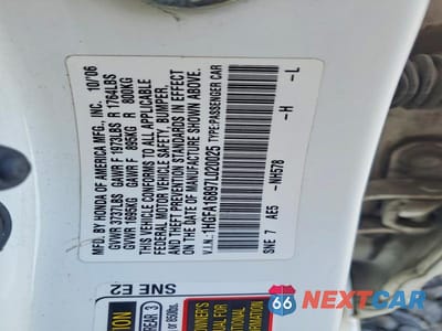 Zdjęcie 12 z 12 samochodu: 2007 HONDA CIVIC EX VIN:1HGFA16897L020025 - miniatura