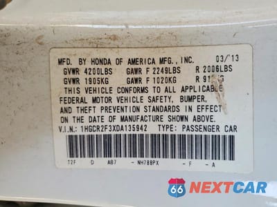 Zdjęcie 12 z 12 samochodu: 2013 HONDA ACCORD LX VIN:1HGCR2F3XDA135942 - miniatura