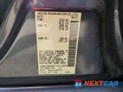 Zdjęcie 12 z 12 samochodu: 2013 NISSAN ALTIMA 2.5 VIN:1N4AL3AP1DC105584 - miniatura