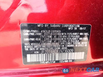 Zdjęcie 13 z 13 samochodu: 2018 SUBARU CROSSTREK PREMIUM VIN:JF2GTABCXJ9236009 - miniatura