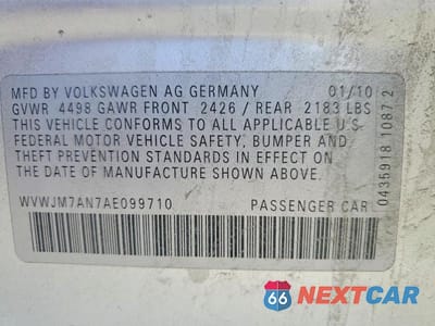 Zdjęcie 12 z 12 samochodu: 2010 VOLKSWAGEN PASSAT KOMFORT VIN:WVWJM7AN7AE099710 - miniatura