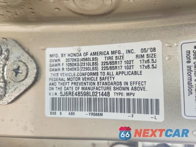 Zdjęcie 12 z 12 samochodu: 2008 HONDA CR-V EX VIN:5J6RE48598L021448 - miniatura