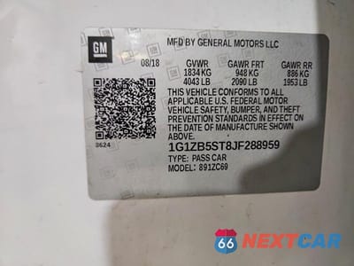 Zdjęcie 12 z 12 samochodu: 2018 CHEVROLET MALIBU LS VIN:1G1ZB5ST8JF288959 - miniatura