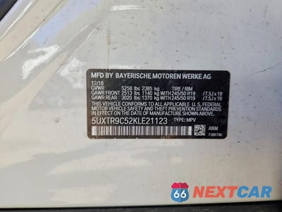 Zdjęcie 13 z 13 samochodu: 2019 BMW X3 XDRIVE30I VIN:5UXTR9C52KLE21123 - miniatura