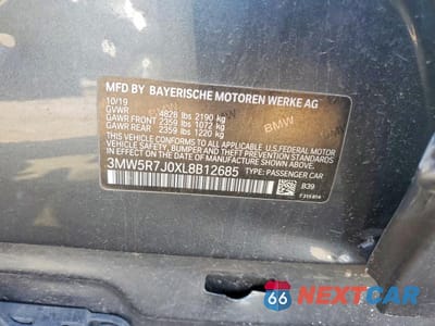 Zdjęcie 12 z 12 samochodu: 2020 BMW 330XI VIN:3MW5R7J0XL8B12685 - miniatura