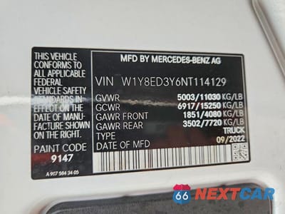 Zdjęcie 13 z 13 samochodu: 2022 MERCEDES-BENZ SPRINTER 3500 VIN:W1Y8ED3Y6NT114129 - miniatura