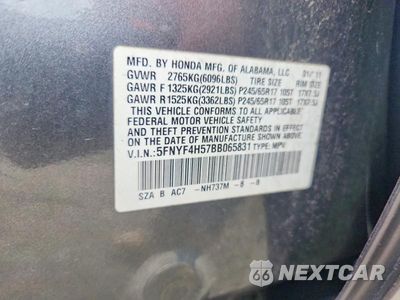 Zdjęcie 13 z 13 samochodu: 2011 HONDA PILOT EXL VIN:5FNYF4H57BB065831 - miniatura