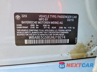 Zdjęcie 12 z 12 samochodu: 2016 BMW 320 XI VIN:WBA8E5G58GNU19274 - miniatura