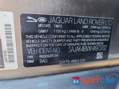 Zdjęcie 12 z 12 samochodu: 2017 JAGUAR XE PRESTIGE VIN:SAJAK4BVXHA973702 - miniatura