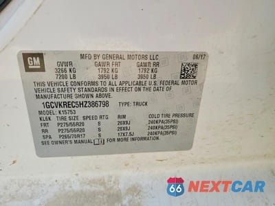 Zdjęcie 12 z 12 samochodu: 2017 CHEVROLET SILVERADO K1500 LT VIN:1GCVKREC5HZ386798 - miniatura