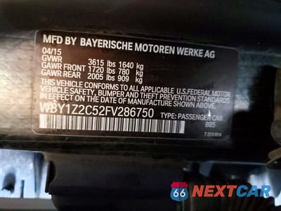 Zdjęcie 12 z 12 samochodu: 2015 BMW I3 BEV VIN:WBY1Z2C52FV286750 - miniatura