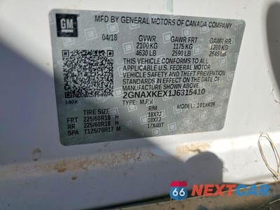 Zdjęcie 13 z 13 samochodu: 2018 CHEVROLET EQUINOX LT VIN:2GNAXKEX1J6315410 - miniatura