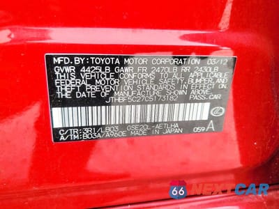 Zdjęcie 12 z 12 samochodu: 2012 LEXUS IS 250 VIN:JTHBF5C27C5173182 - miniatura