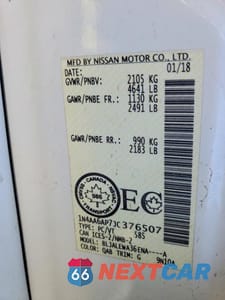 Zdjęcie 13 z 13 samochodu: 2018 NISSAN MAXIMA 3.5 S VIN:1N4AA6AP7JC376507 - miniatura