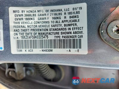 Zdjęcie 12 z 12 samochodu: 2019 HONDA INSIGHT EX VIN:19XZE4F59KE025475 - miniatura