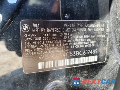 Zdjęcie 12 z 12 samochodu: 2011 BMW 740 I VIN:WBAKA4C53BC612485 - miniatura