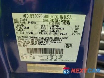 Zdjęcie 13 z 13 samochodu: 2005 FORD ESCAPE XLT VIN:1FMYU93195KA46031 - miniatura
