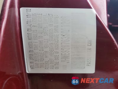 Zdjęcie 12 z 12 samochodu: 2003 HONDA CIVIC EX VIN:JHMES26763S001208 - miniatura
