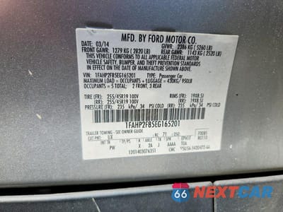 Zdjęcie 12 z 12 samochodu: 2014 FORD TAURUS LIMITED VIN:1FAHP2F85EG165201 - miniatura