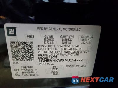 Zdjęcie 14 z 14 samochodu: 2021 CHEVROLET TRAVERSE LT VIN:1GNEVHKWXMJ154777 - miniatura