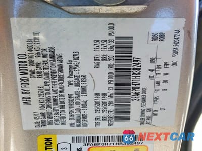 Zdjęcie 12 z 12 samochodu: 2017 FORD FUSION SE VIN:3FA6P0H71HR382497 - miniatura