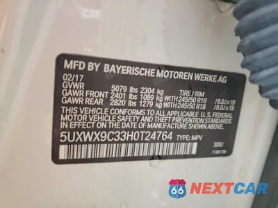 Zdjęcie 14 z 14 samochodu: 2017 BMW X3 XDRIVE28I VIN:5UXWX9C33H0T24764 - miniatura