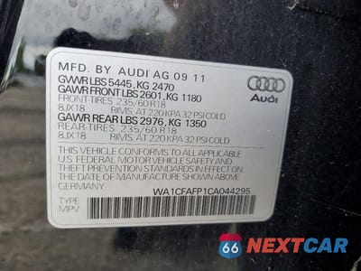 Zdjęcie 13 z 13 samochodu: 2012 AUDI Q5 PREMIUM VIN:WA1CFAFP1CA044295 - miniatura