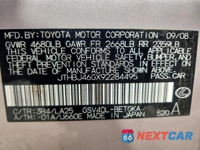 Zdjęcie 12 z 12 samochodu: 2009 LEXUS ES 350 VIN:JTHBJ46GX92284495 - miniatura
