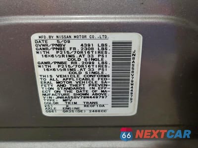 Zdjęcie 13 z 13 samochodu: 2009 NISSAN ROGUE S VIN:JN8AS58V79W449797 - miniatura