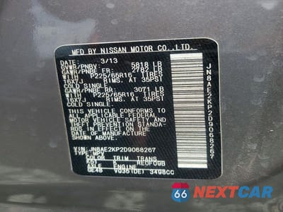 Zdjęcie 14 z 14 samochodu: 2013 NISSAN QUEST 3.5 S VIN:JN8AE2KP2D9068267 - miniatura