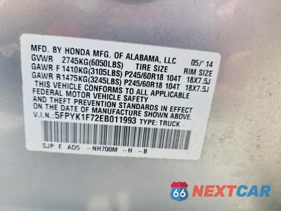 Zdjęcie 12 z 12 samochodu: 2014 HONDA RIDGELINE SPORT VIN:5FPYK1F72EB011993 - miniatura