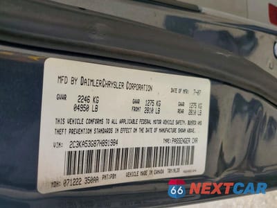 Zdjęcie 12 z 12 samochodu: 2007 CHRYSLER 300 TOURING VIN:2C3KA53G87H891984 - miniatura