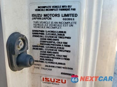 Zdjęcie 12 z 12 samochodu: 2011 ISUZU NPR BOX TRUCK VIN:JALB4W178B7401509 - miniatura