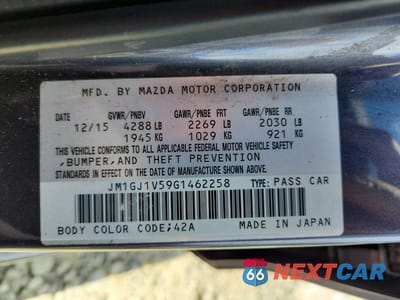 Zdjęcie 12 z 12 samochodu: 2016 MAZDA 6 TOURING VIN:JM1GJ1V59G1462258 - miniatura