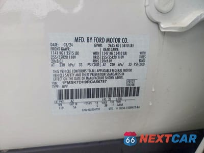 Zdjęcie 13 z 13 samochodu: 2024 FORD EXPLORER XLT VIN:1FMSK7DH9RGA56787 - miniatura