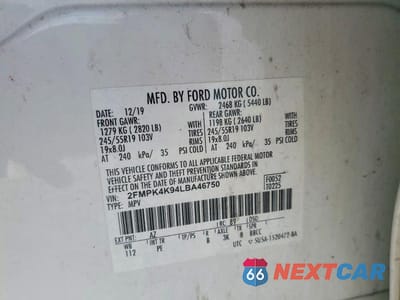 Zdjęcie 13 z 13 samochodu: 2020 FORD EDGE TITANIUM VIN:2FMPK4K94LBA46750 - miniatura